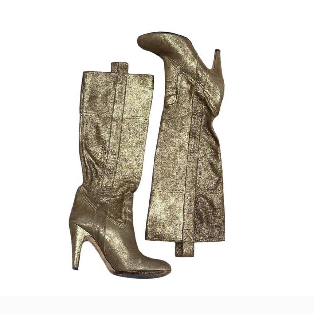 Shimmering Gold Heeled Boots